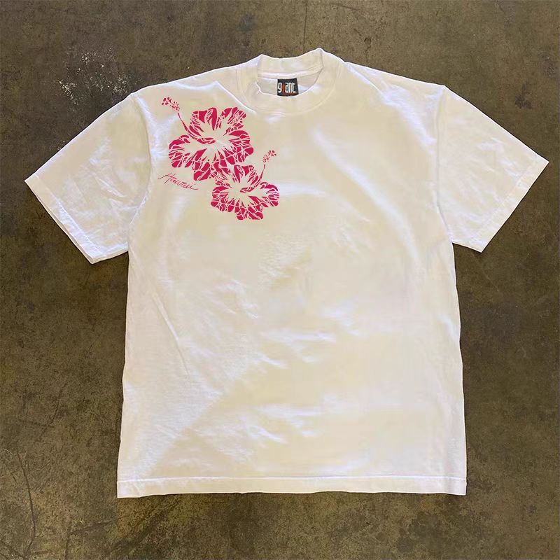 Japanese Brand White Loose Floral Print Short Sleeve T-Shirt Size US L / EU 52-54 / 3 - 1 Thumbnail