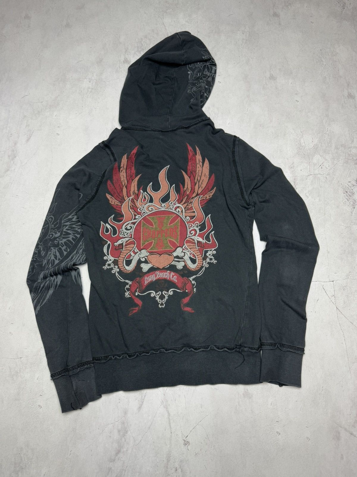 Vintage × West Coast Choppers West Coast Choppers Vintage Big Logo Washed Hoodie Size S / US 4 / IT 40 - 1 Thumbnail