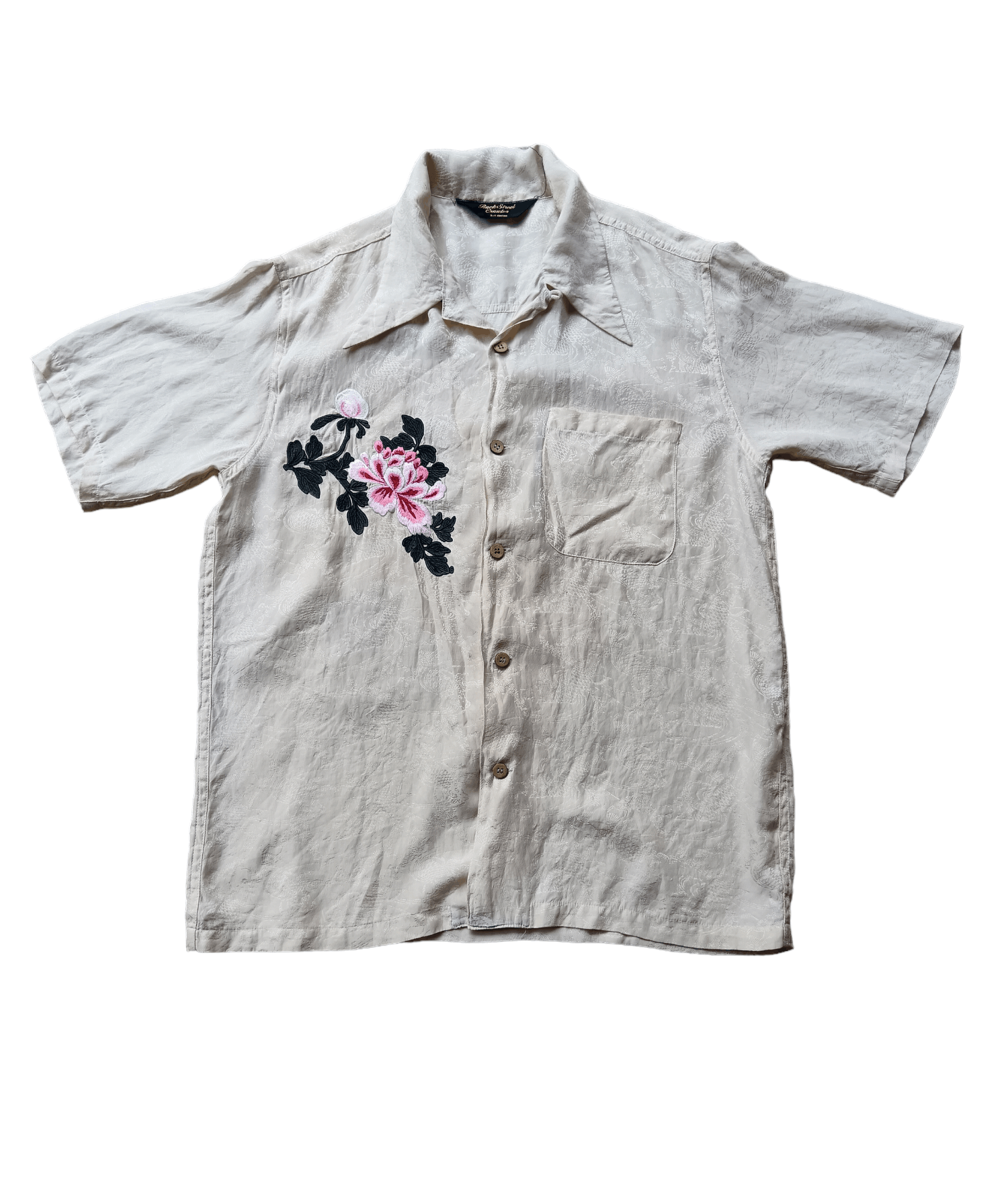 Japanese Brand Vtg Embroidery Silk Japanese Scripture Button Up Size US M / EU 48-50 / 2 - 2 Thumbnail