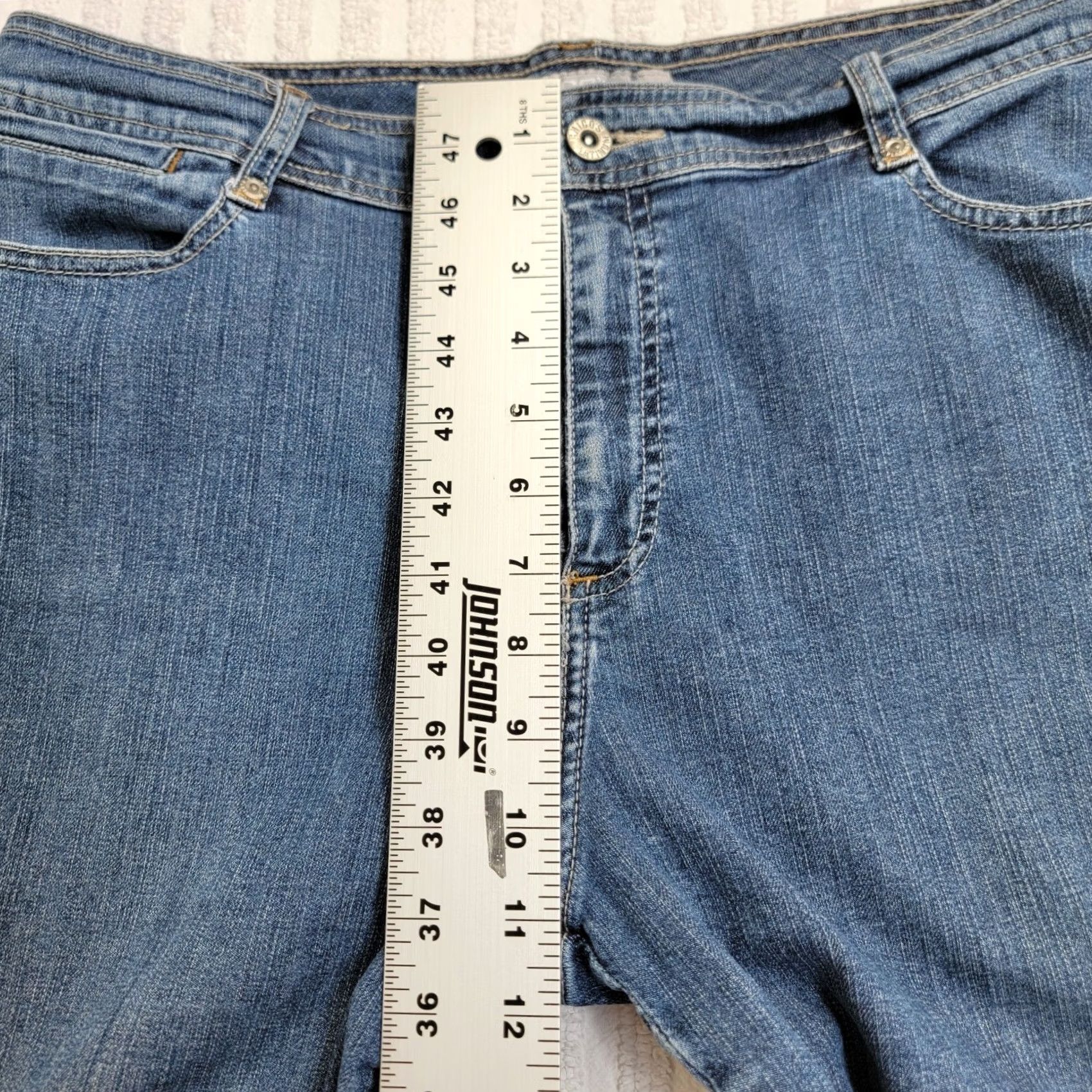 Vintage Chico's Platinum Womens High Rise Denim Wide-Leg Cargo Jeans Size 3 Blue Stretch Size 26" / US 2 / IT 38 - 7 Thumbnail