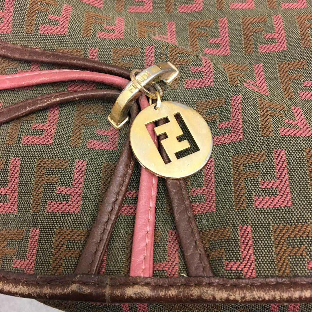 Fendi Fendi - Shoulder Bag Brown Leather Canvas FF Gold Charm Size ONE SIZE - 2 Thumbnail