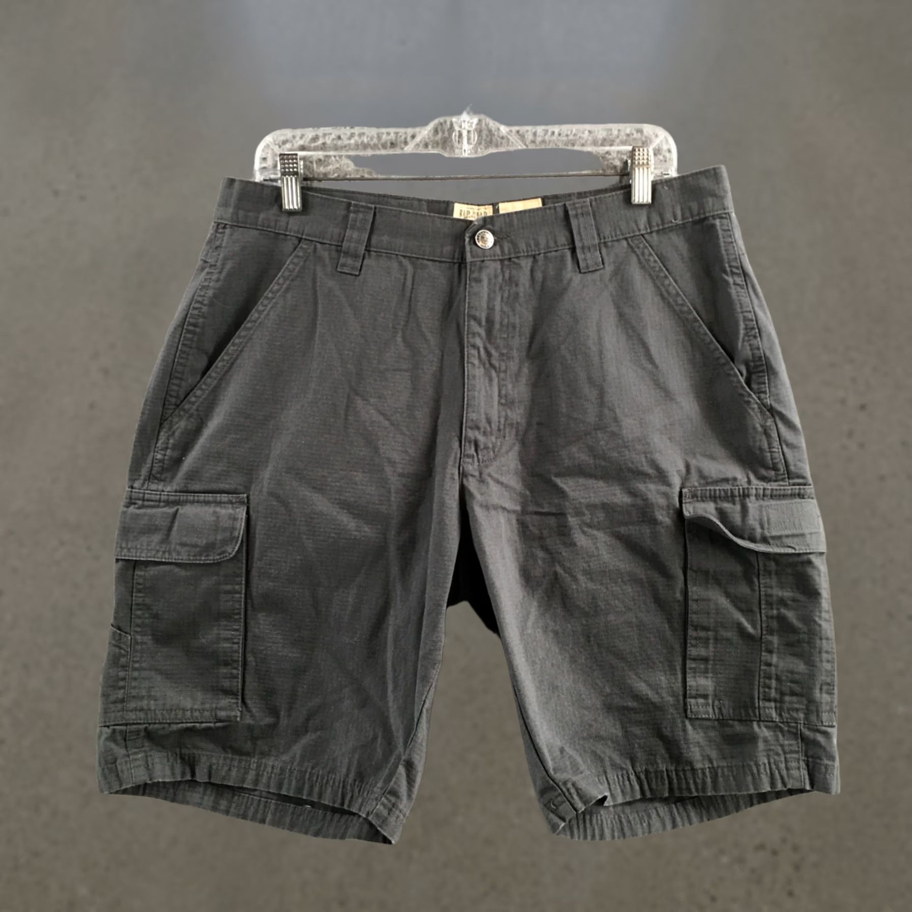 Vintage Red Head Brand Co. Cargo Shorts Mens 36 Gray Cotton Button Front Zip Fly Pockets Size US 36 / EU 52 - 1 Thumbnail