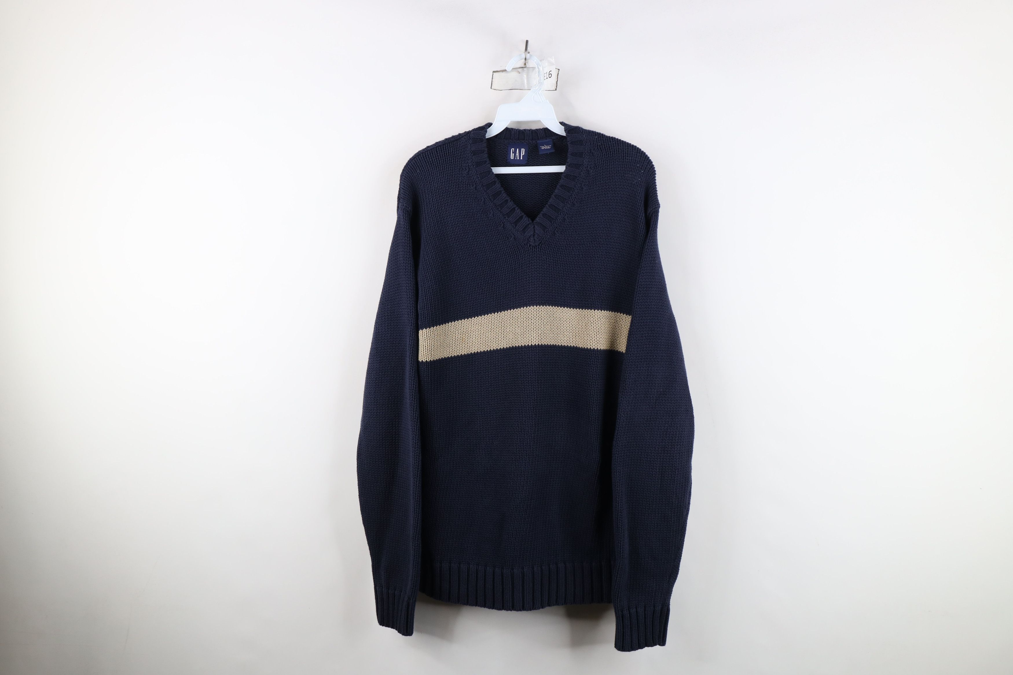 Gap Vintage Y2K 2001 Gap Block Heavyweight Cotton Knit Sweater Size US L / EU 52-54 / 3 - 1 Thumbnail