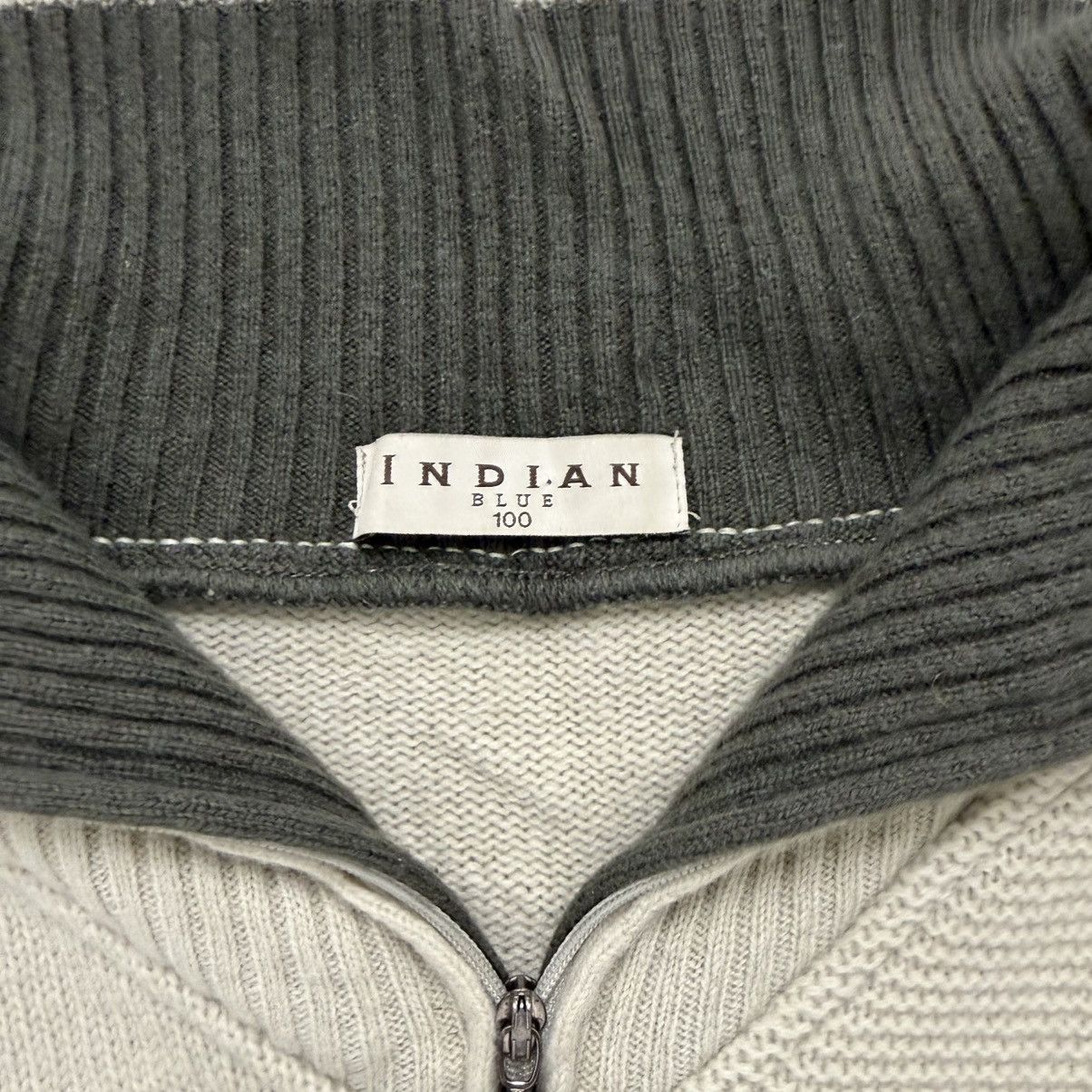 Vintage Vintage Indian Blue Quarter Zip Knit Sweater Beige Pullover Size US M / EU 48-50 / 2 - 2 Thumbnail