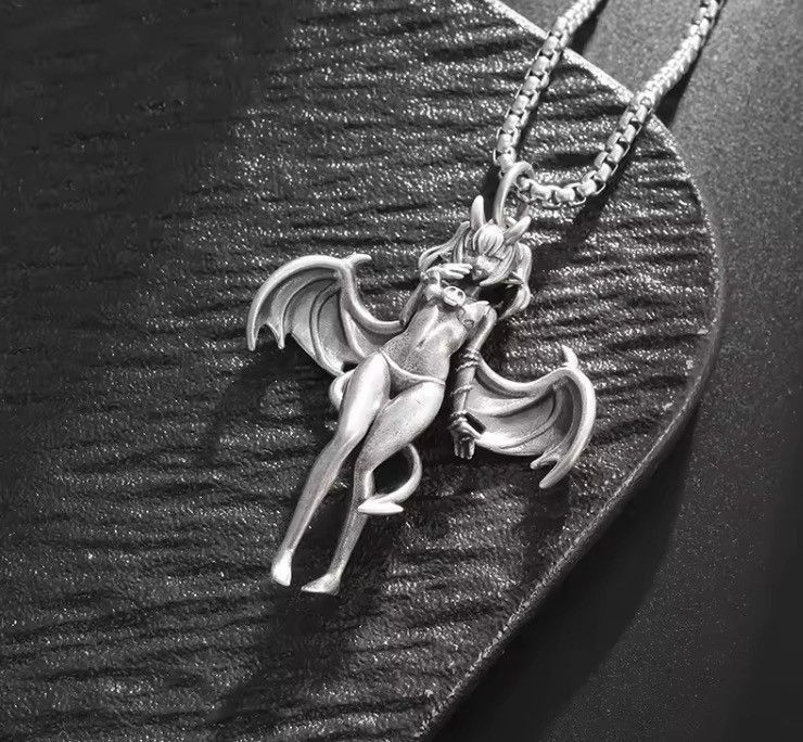 Jewelry Sexy Angel Necklace Y2K Gothic Punk Chain Size ONE SIZE - 2 Thumbnail