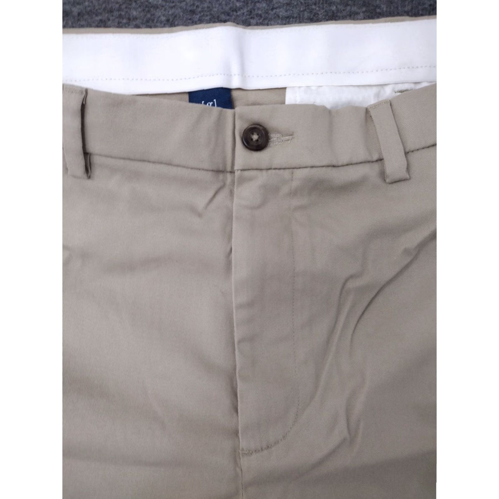 George George Men's Chino Pants Beige Regular Waist 46 Wrinkle Resistant Flat Front Button Closure Inseam 28 in Size US 30 / EU 46 - 3 Thumbnail