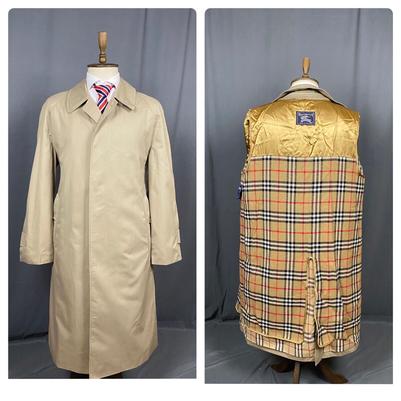 Burberry Burberry + Wool Liner Nova Check Men's Beige Trench Coat Siz Size US L / EU 52-54 / 3 - 1 Thumbnail
