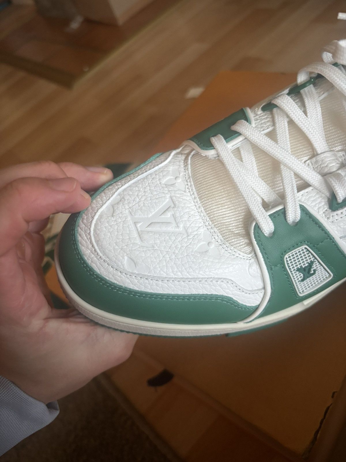 Louis Vuitton Louis Vuitton Trainer Green Monogram Denim White Size US 10 / EU 43 - 11 Thumbnail