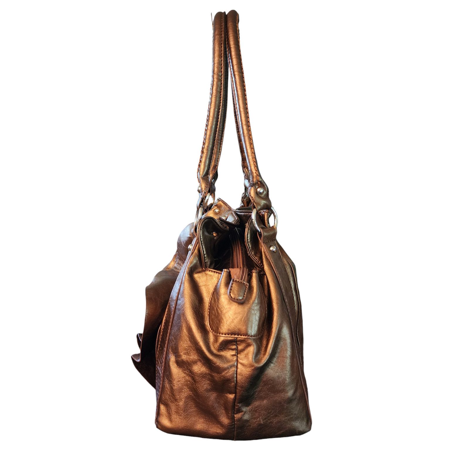 The Unbranded Brand Unbranded bronze faux-leather shoulder bag Size ONE SIZE - 7 Thumbnail