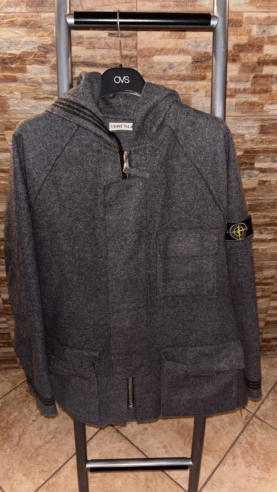 Stone Island Vintage 1990s Stone Island Wool Hooded Jacket Size US L / EU 52-54 / 3 - 3 Thumbnail
