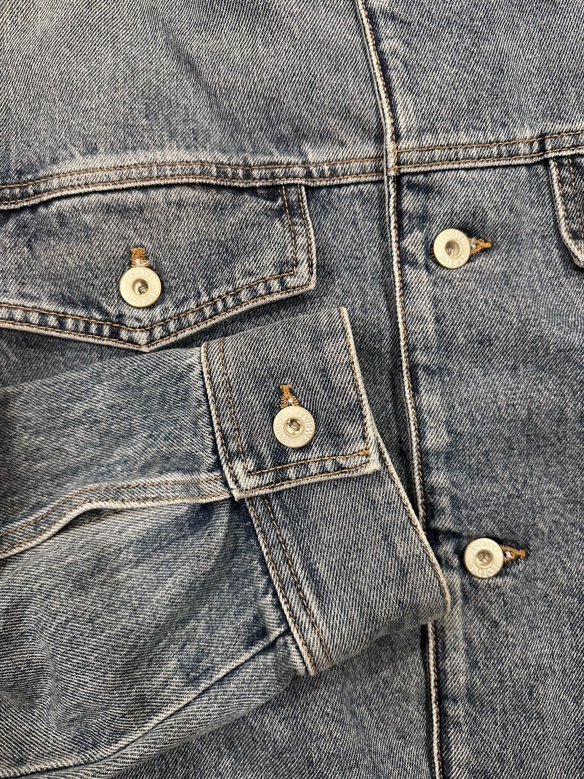 Loewe Loewe Leather Panelled Patch Logo Blue Denim Jacket Size US L / EU 52-54 / 3 - 9 Thumbnail