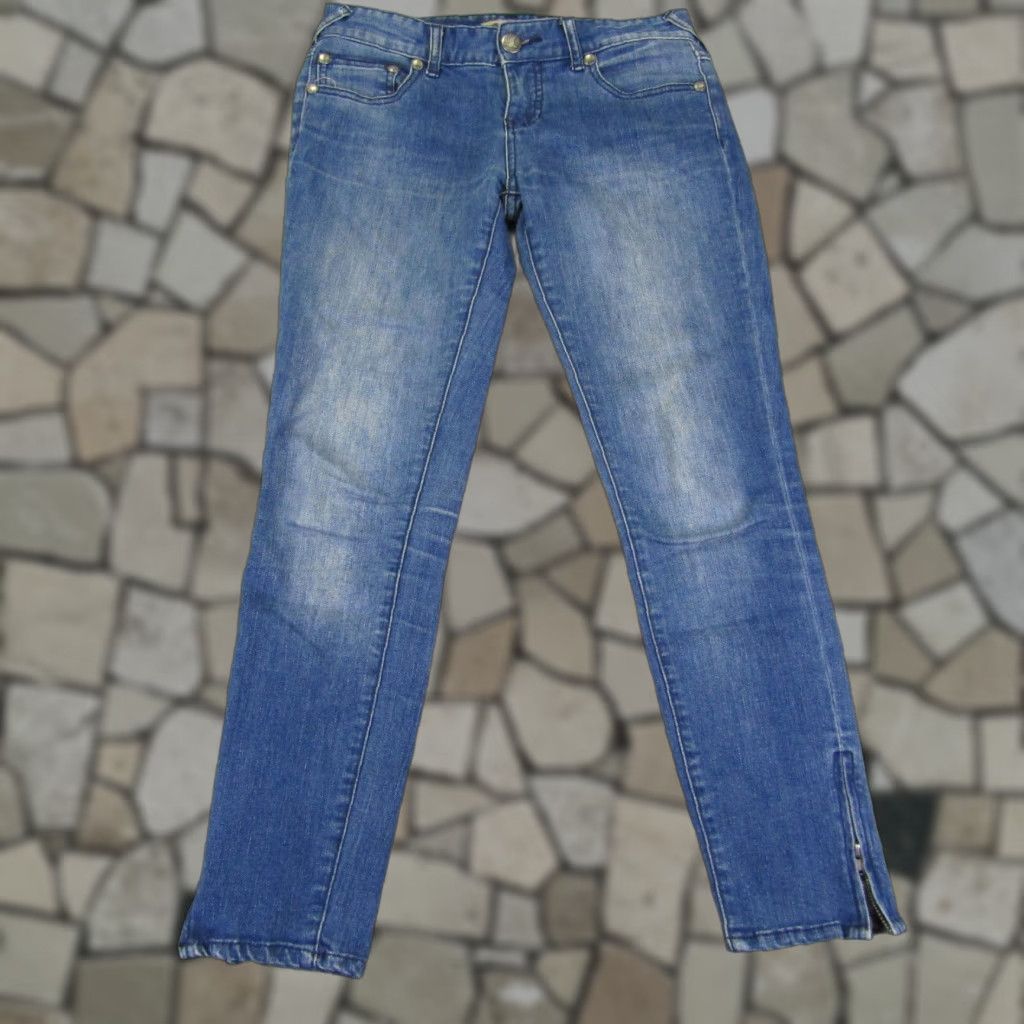 Free People VINTAGE Free People Jeans Women's Skinny Pants 26 Blue Denim Ankle Zip Stretch Pockets 2010s Womens Size 26" / US 2 / IT 38 - 1 Thumbnail