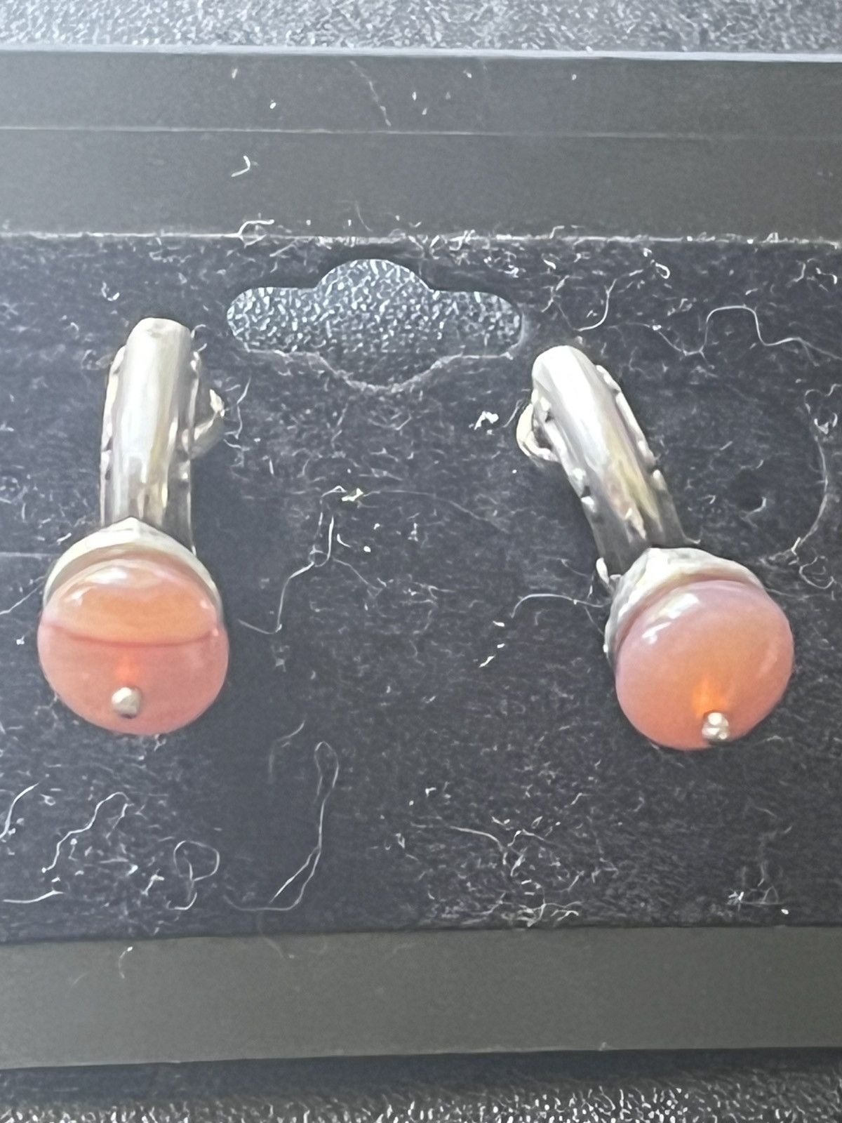 Other Vintage Sterling Silver Carnelian Front-Facing Hoop Earrings Size ONE SIZE - 3 Thumbnail