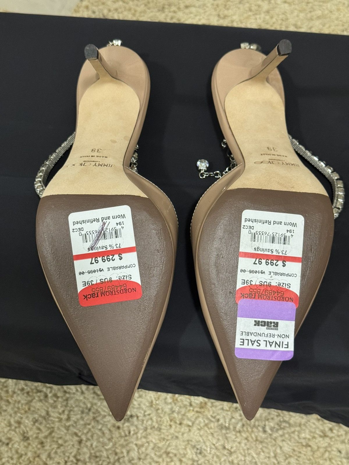 Jimmy Choo JIMMY CHOO Saeda 85 crystal-embellished patent-leather pumps Size US 9 / IT 39 - 3 Thumbnail