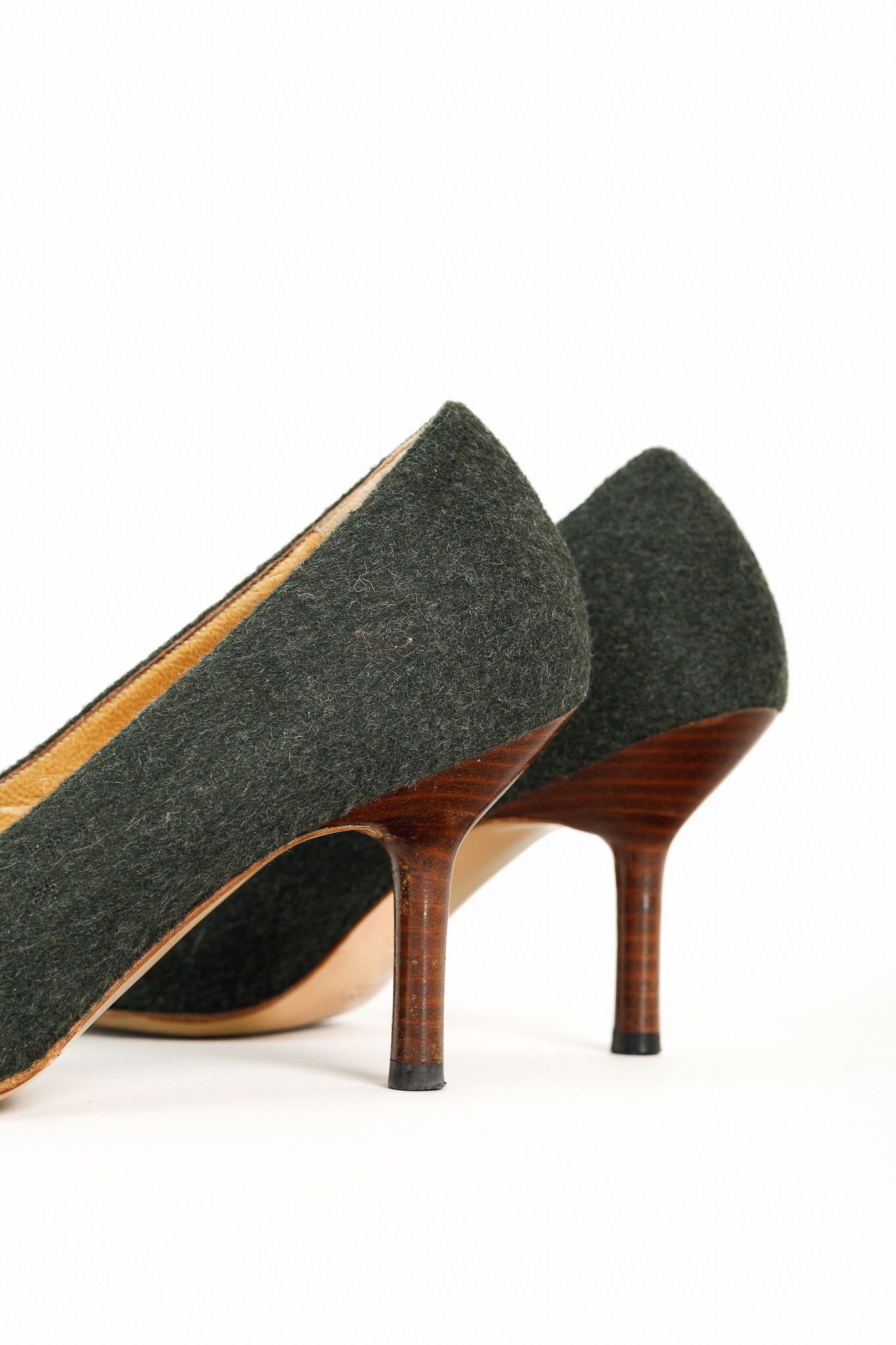 Gucci × Tom Ford Gucci Tom Ford Era Green Wool Pointed-Toe Heels Size US 7.5 / IT 37.5 - 7 Thumbnail