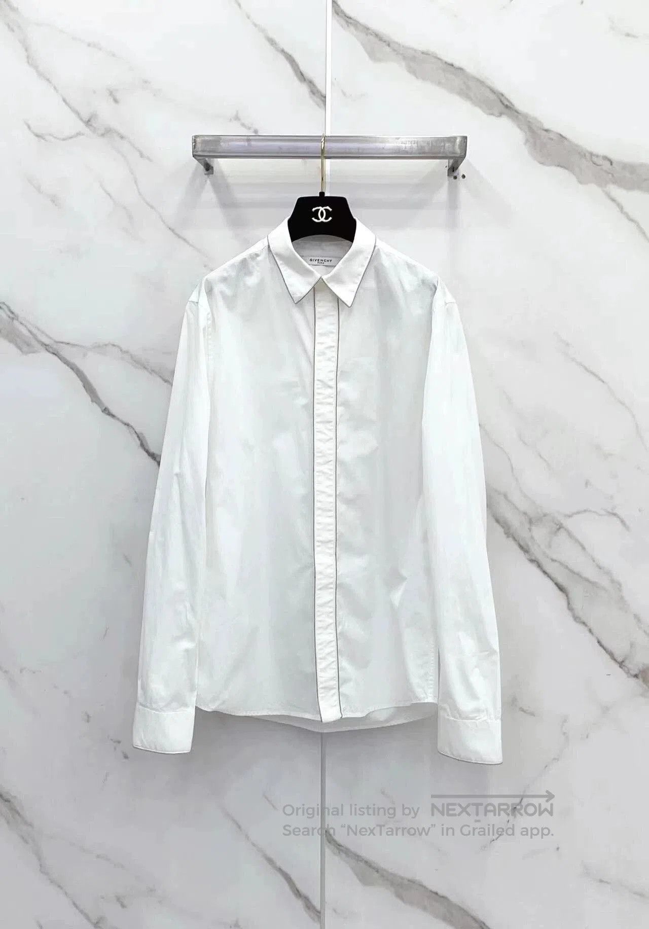 Givenchy Chain Placket Button-Up Shirt.