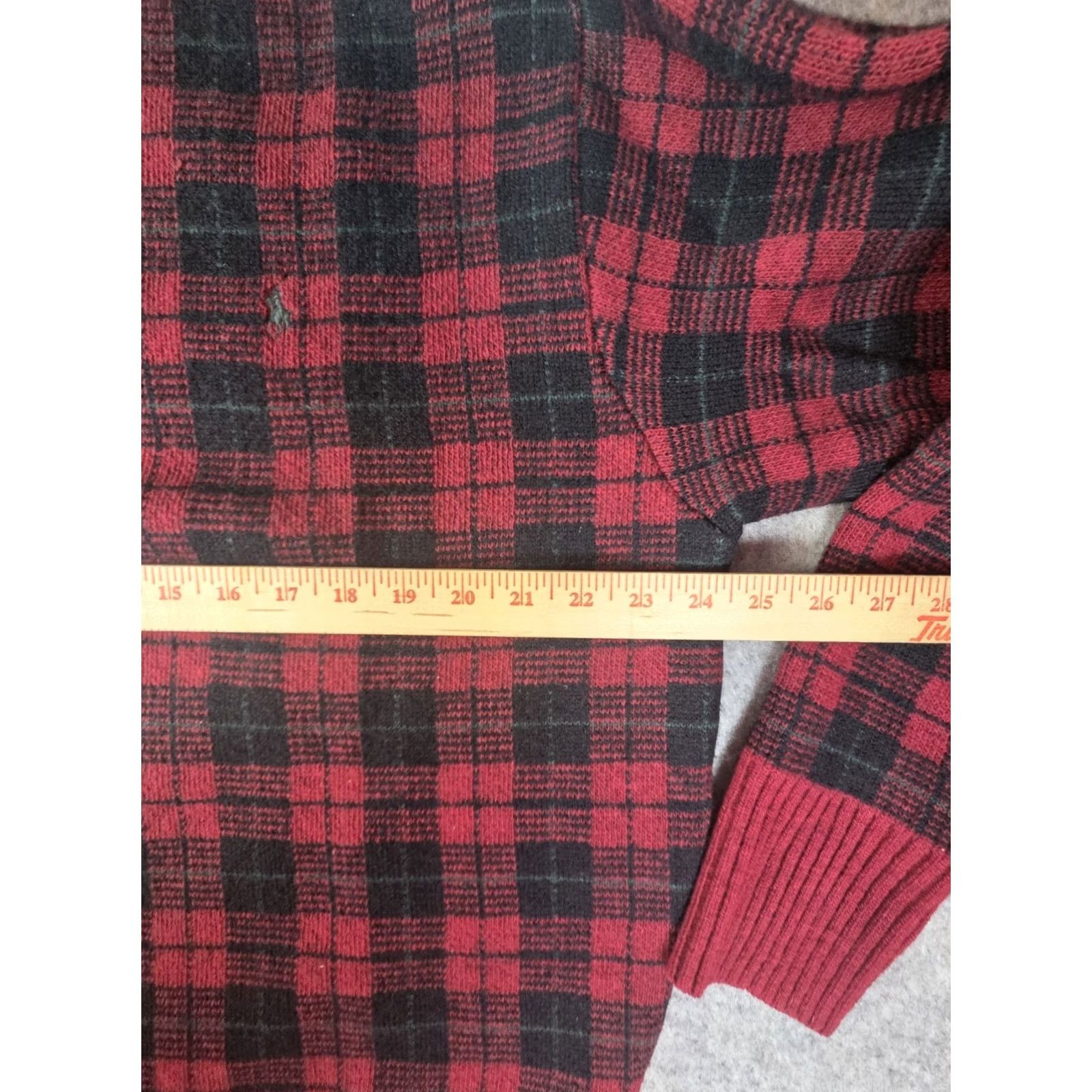 Polo Ralph Lauren VINTAGE Polo Ralph Lauren Sweater Red Wool Check Knit Crew Neck Long Sleeve XL Men Pullover Size XL Size US XL / EU 56 / 4 - 5 Thumbnail