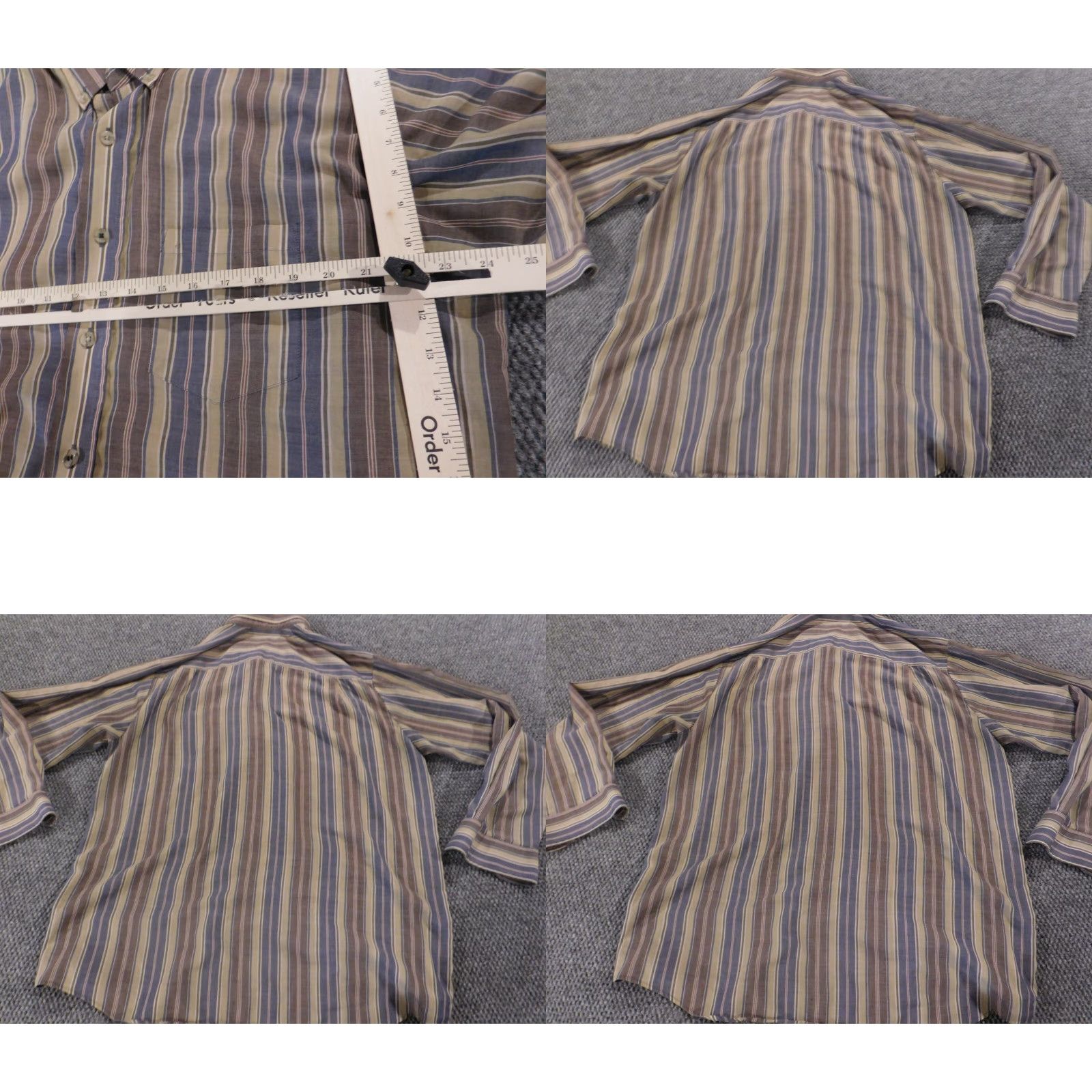 Vintage David Taylor Mens Shirt L brown striped Button-Down Collar Long Sleeve Button-Up Regular Fabric Cotton Knit Vintage No Size US L / EU 52-54 / 3 - 8 Thumbnail