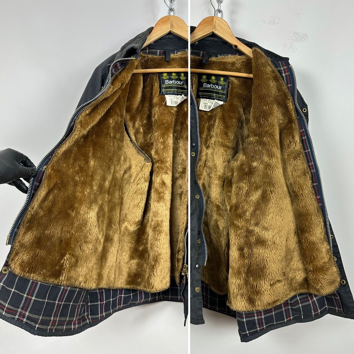 Barbour Vintage Barbour Beaufort Navy Waxed Jacket/Warm Pile Lining Size US L / EU 52-54 / 3 - 22 Thumbnail