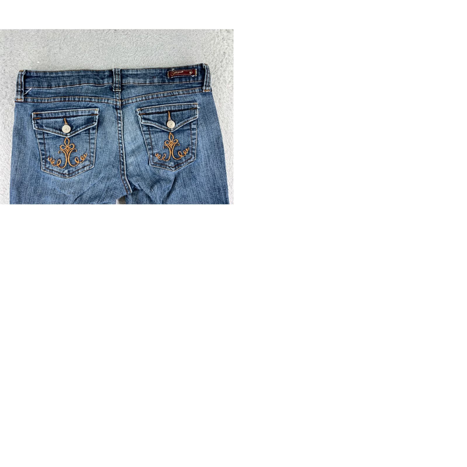 Vintage VINTAGE Underground Soul Jeans Women 9 Blue Denim Flare Raw Hem Embroidered Cotton Denim Jeans Womens 90s USA Size 30" / US 8 / IT 44 - 10 Thumbnail