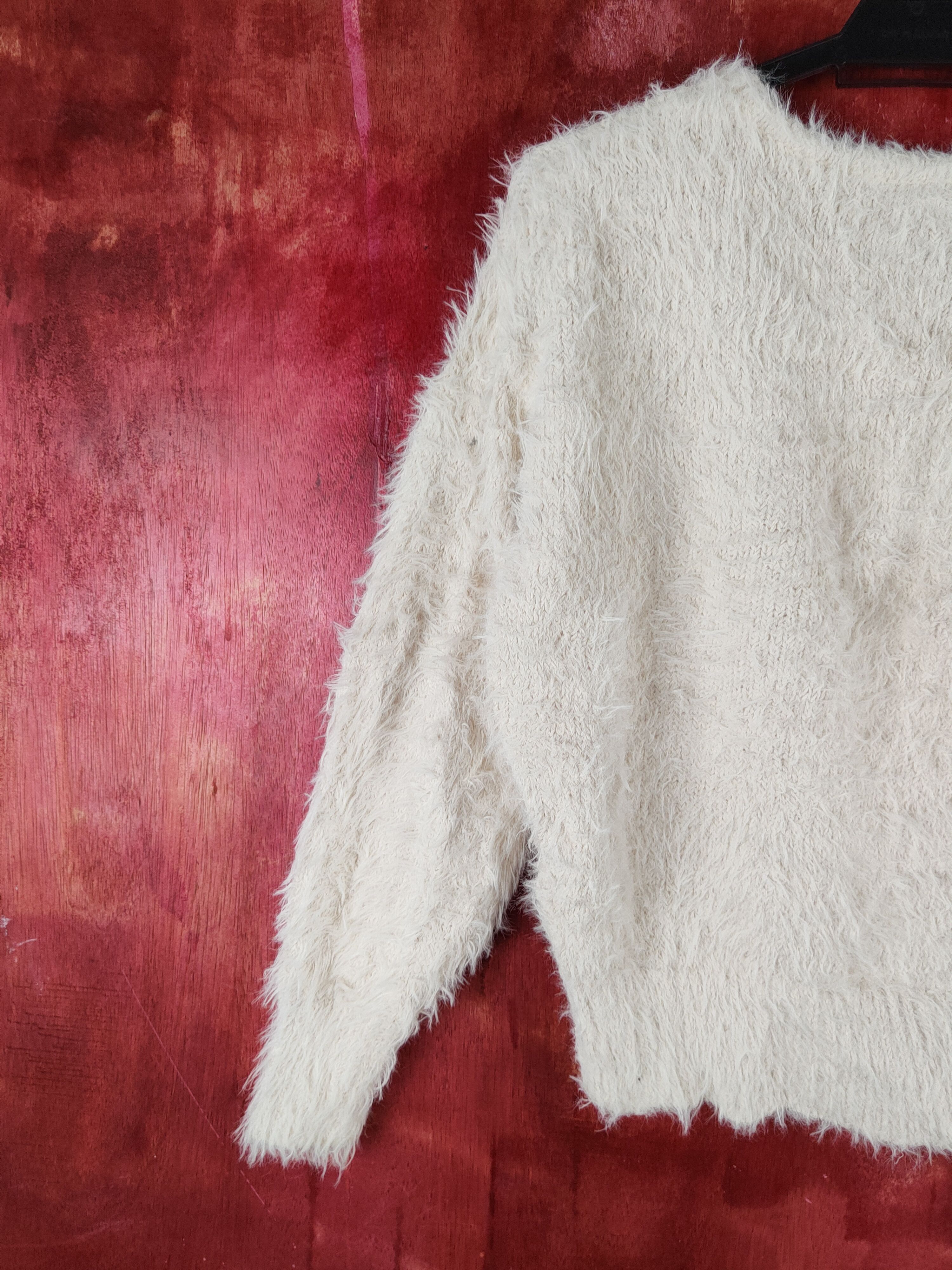 GU GU Cream Shag Shaggy Fur Mohair Knitwear #S2181 Size S / US 4 / IT 40 - 8 Thumbnail