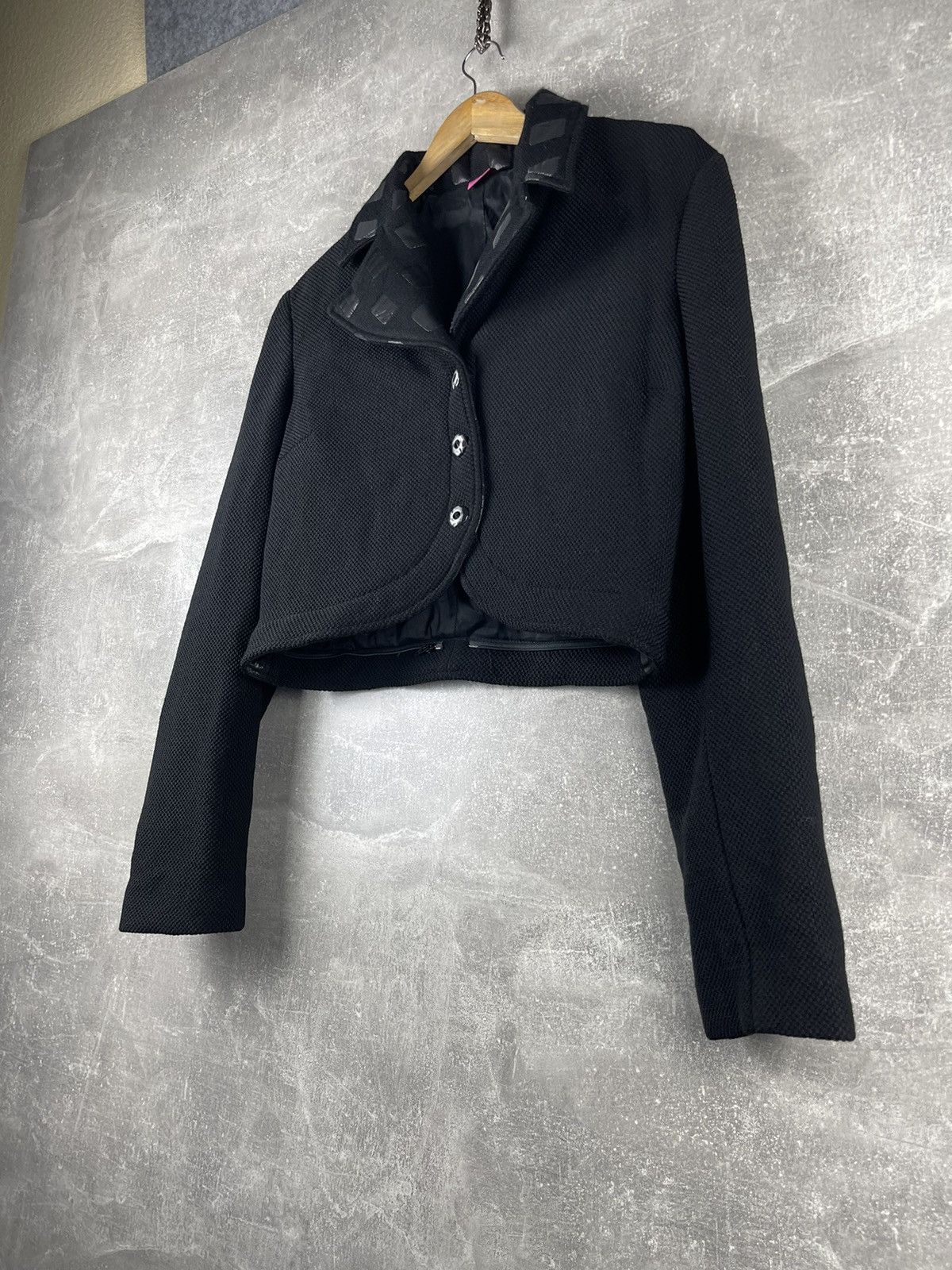 Other Save The Queen! Cropped Avant Garde Textured Wool Jacket Size XL / US 12-14 / IT 48-50 - 2 Thumbnail