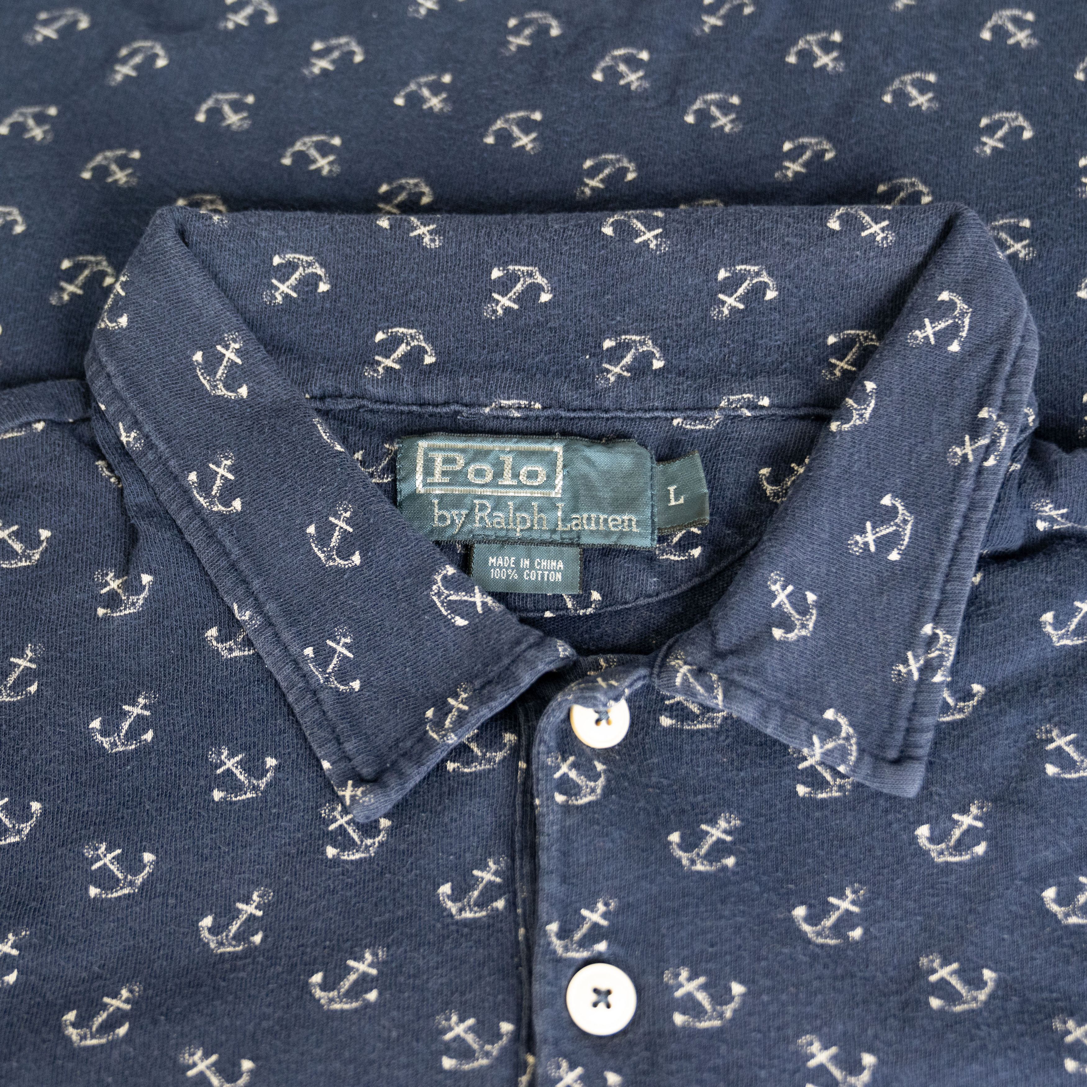 Polo Ralph Lauren Vintage 2003 Polo Ralph Lauren Navy Anchor Print Polo Shirt Size US L / EU 52-54 / 3 - 3 Thumbnail