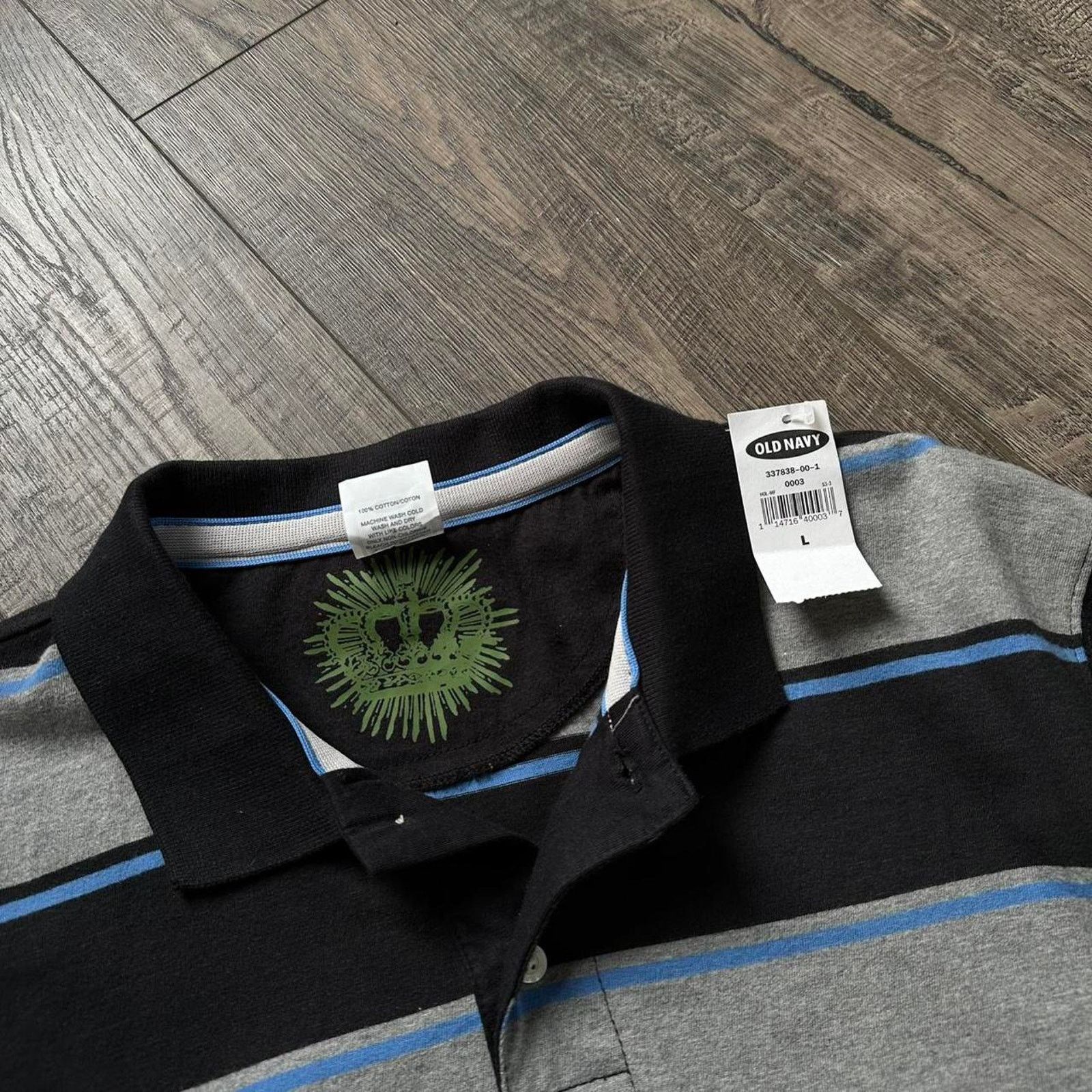 Old Navy × Vintage Vintage Y2K Striped Skater Old Navy Polo Longsleeve Shirt Size US L / EU 52-54 / 3 - 3 Thumbnail