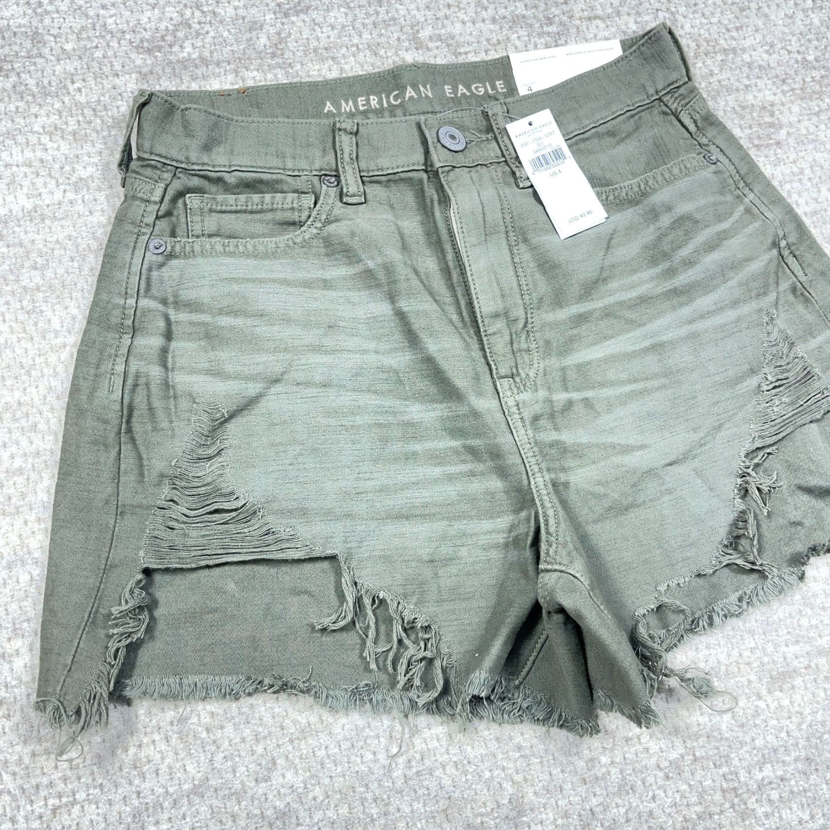 American Eagle Outfitters American Eagle Outfitters Mom Shorts Women 4 Olive Green High Rise Cut Off Jorts Denim 5-Pocket Size 27" / US 4 / IT 40 - 5 Thumbnail