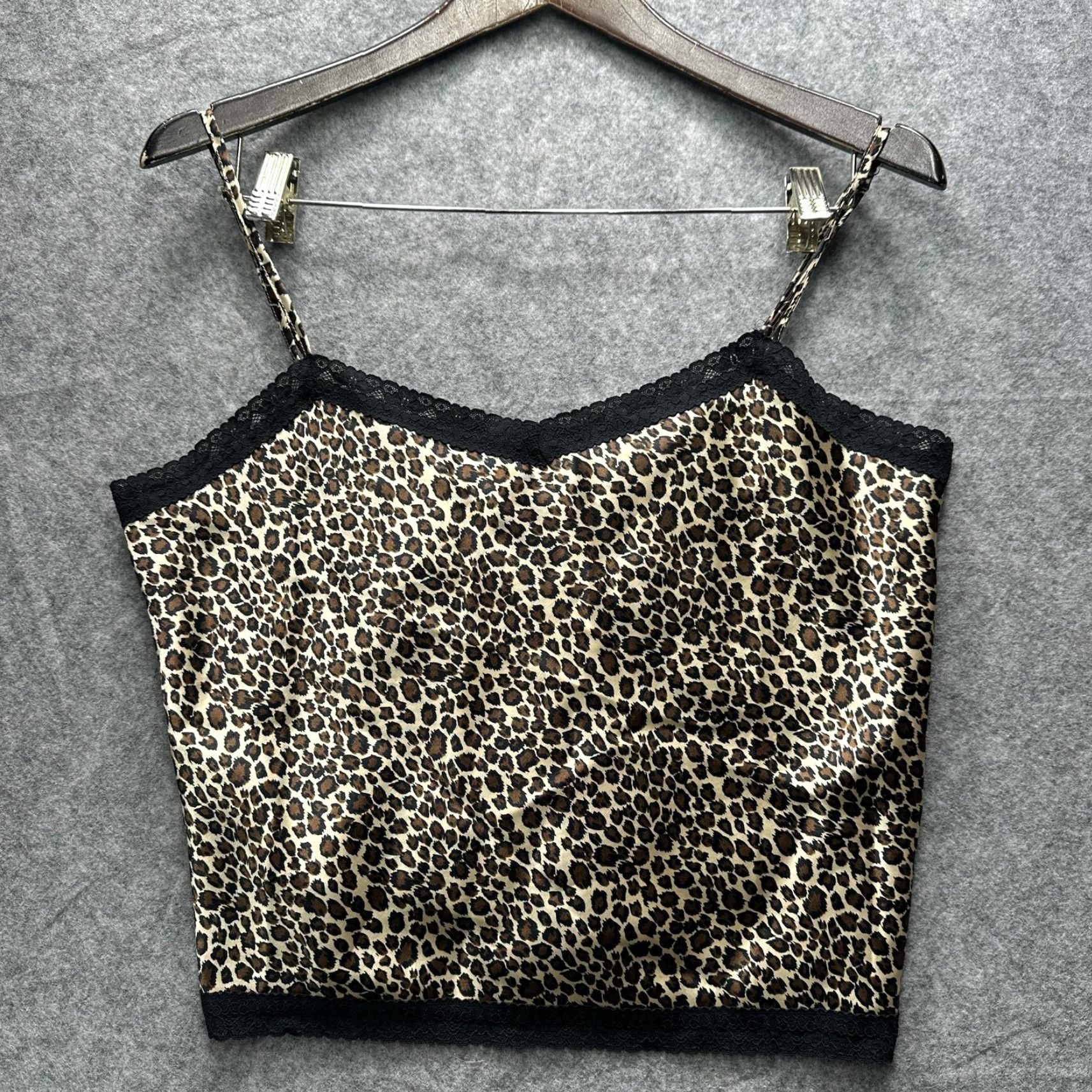 Vintage PJ Salvage Camisole Tank Top Womens XL Brown Leopard Animal Print Lace Trim y2k Size XL / US 12-14 / IT 48-50 - 2 Thumbnail