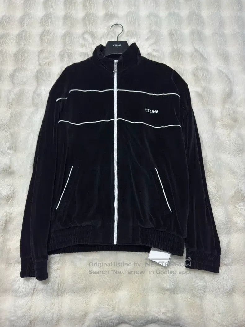 Celine CELINE Solid Black Embroidered Logo Velvet Jacket Size US M / EU 48-50 / 2 - 1 Thumbnail
