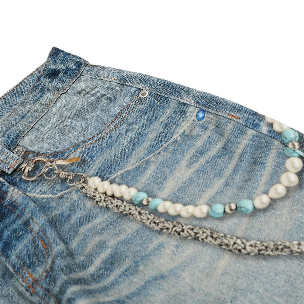 Jean Men's distressed chain washed jeans Size US 32 / EU 48 - 4 Thumbnail