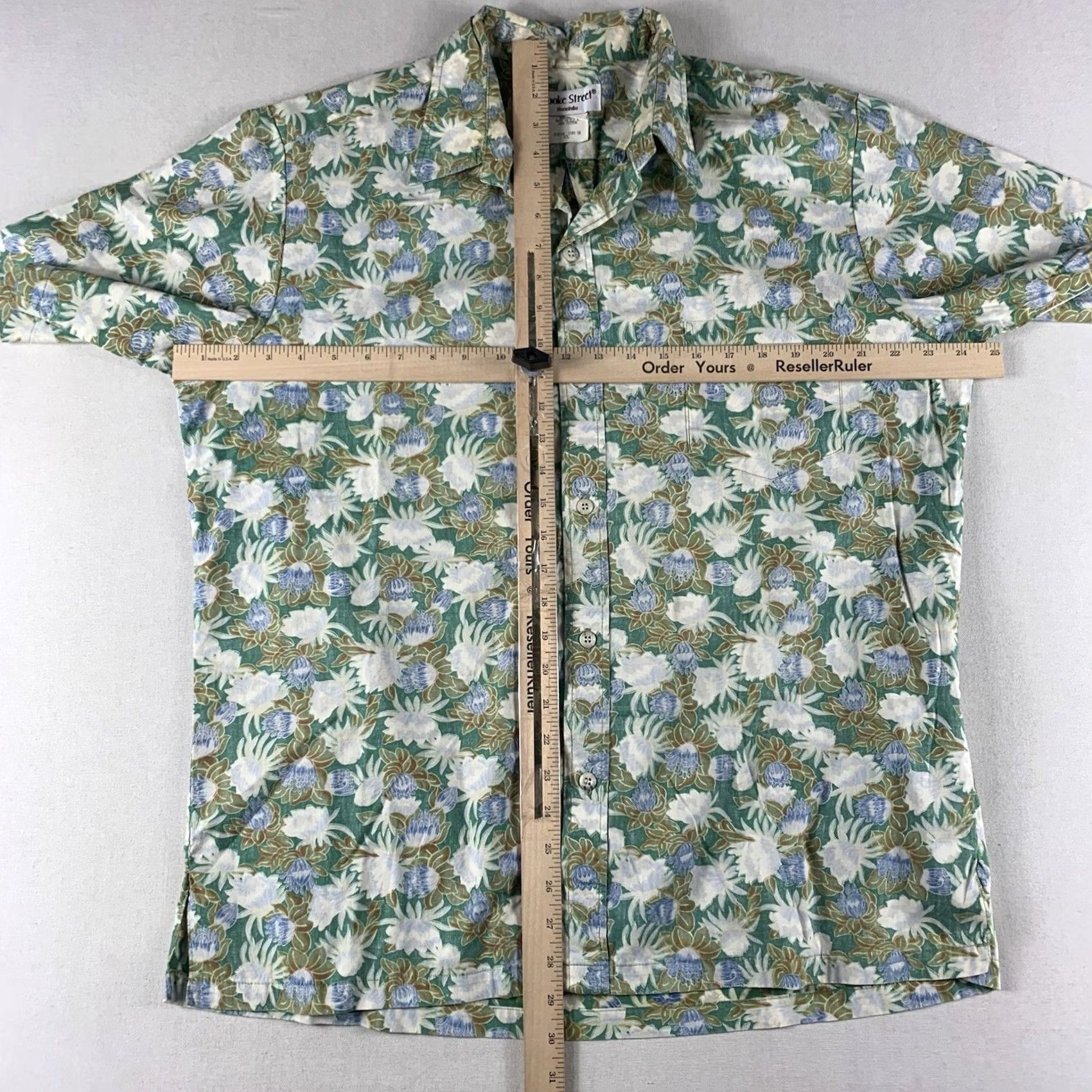 Vintage VINTAGE Cooke Street Shirt Mens XL GREEN Floral Button Hawaiian Made In USA COTTON Size US XL / EU 56 / 4 - 5 Thumbnail