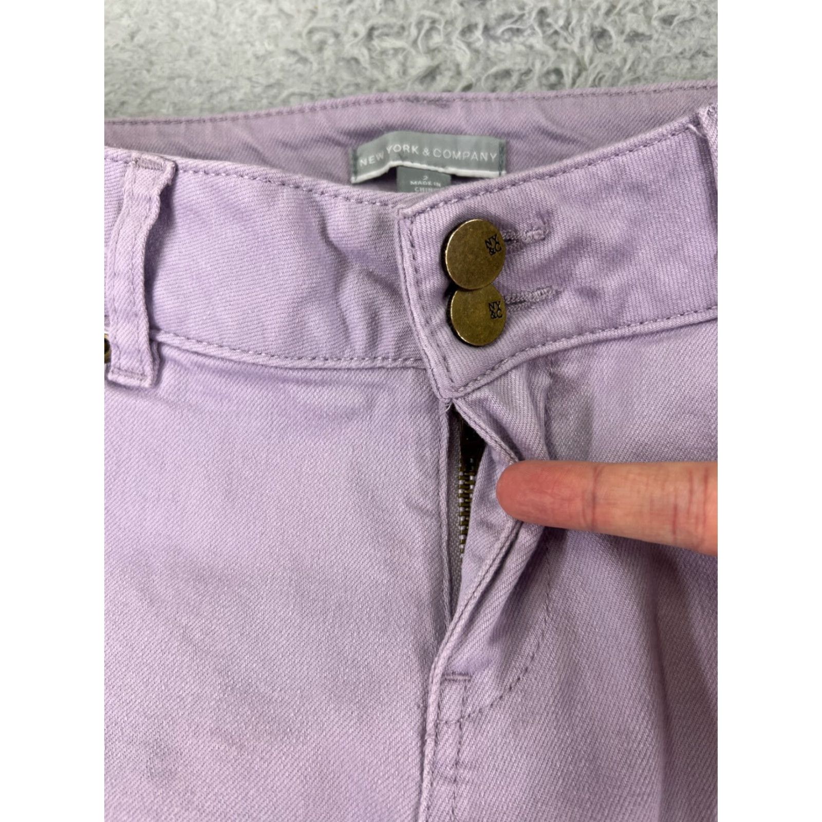 Vintage New York & Company Pants Womens 2 Purple Distressed Straight Leg Low Rise 27x28 Size 26" / US 2 / IT 38 - 5 Thumbnail