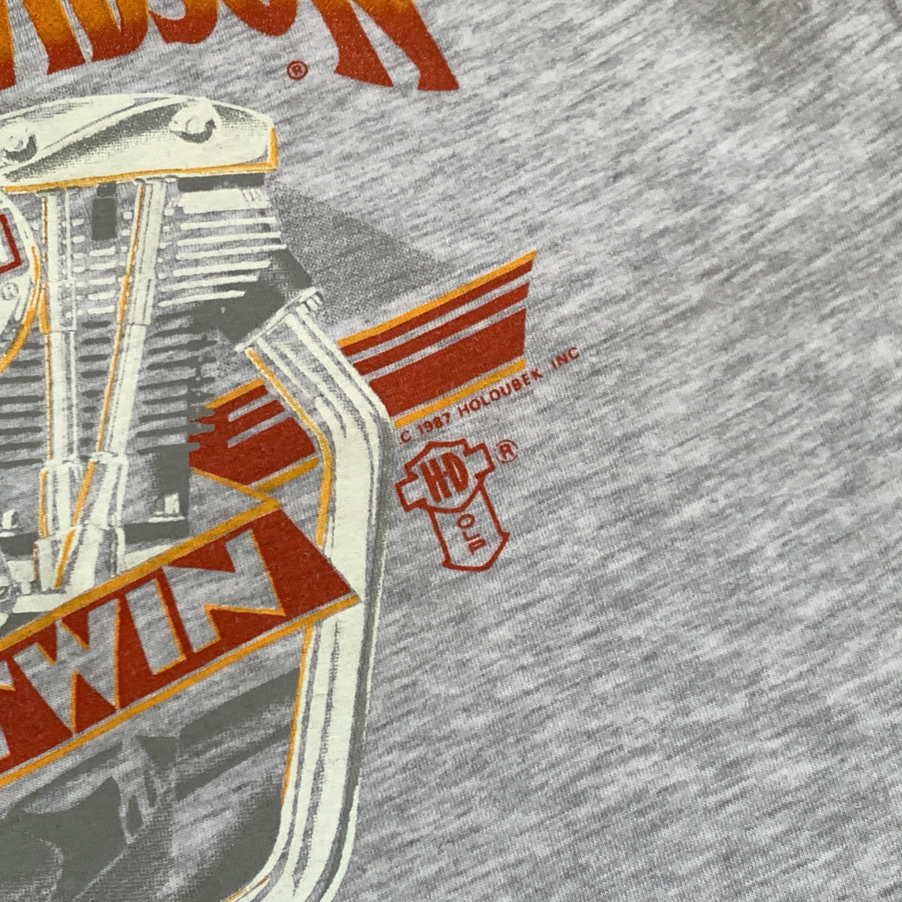 Harley Davidson Vintage Harley Davidson 1987 Rare Grey Graphic Tee Shirt Size US M / EU 48-50 / 2 - 2 Thumbnail