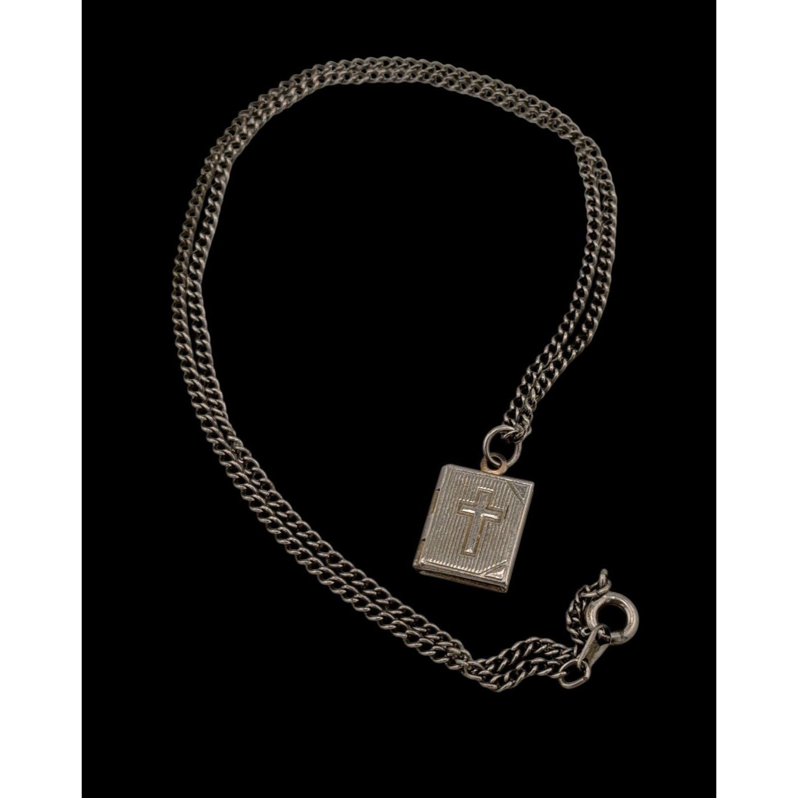 Other Vintage Religious Dainty Cross Engraved Book Locket Necklace Size ONE SIZE - 1 Thumbnail