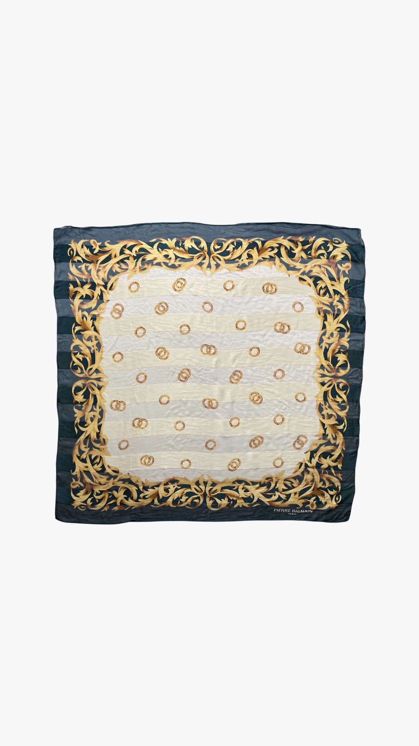 Balmain Vintage 90s Pierre Balmain Geometric Coin Floral Silk Scarf Size ONE SIZE - 1 Thumbnail