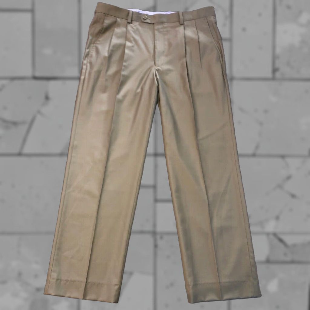 Vintage Ari8to Mens Beige Wool Pleated Dress Pants 36 x 30 Size US 36 / EU 52 - 1 Thumbnail