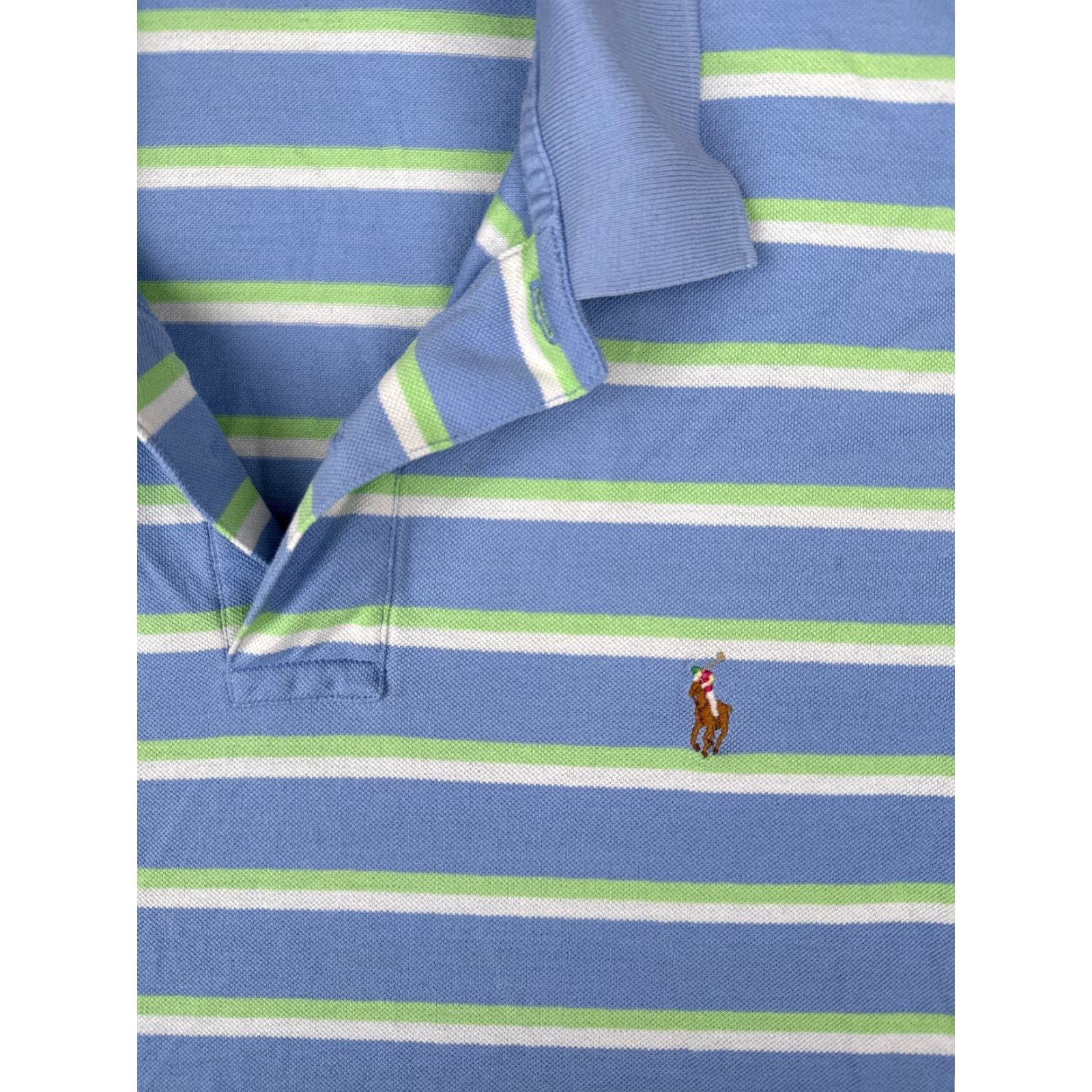 VINTAGE Ralph Lauren Polo Shirt Men XL Blue Stripe Cotton Pima 80s Polo Shirt, Golf, Modern, American, Sports Mens
