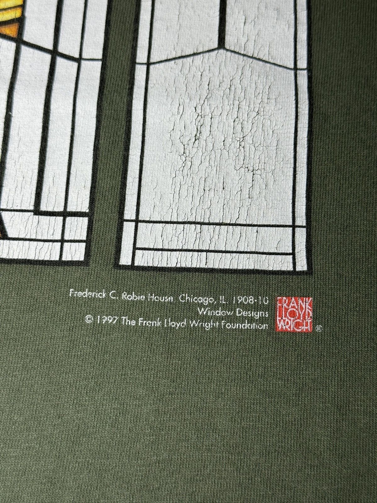 Vintage Vtg 90s Frank Lloyd Wright RARE Window Designs Art T Shirt Size US L / EU 52-54 / 3 - 3 Thumbnail