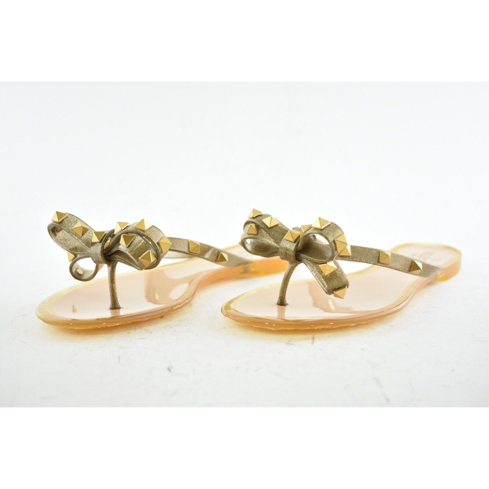Valentino Valentino Rockstud Jelly Bow Bronze Rubber Thong Flat Slide Size US 5 / IT 35 - 9 Thumbnail