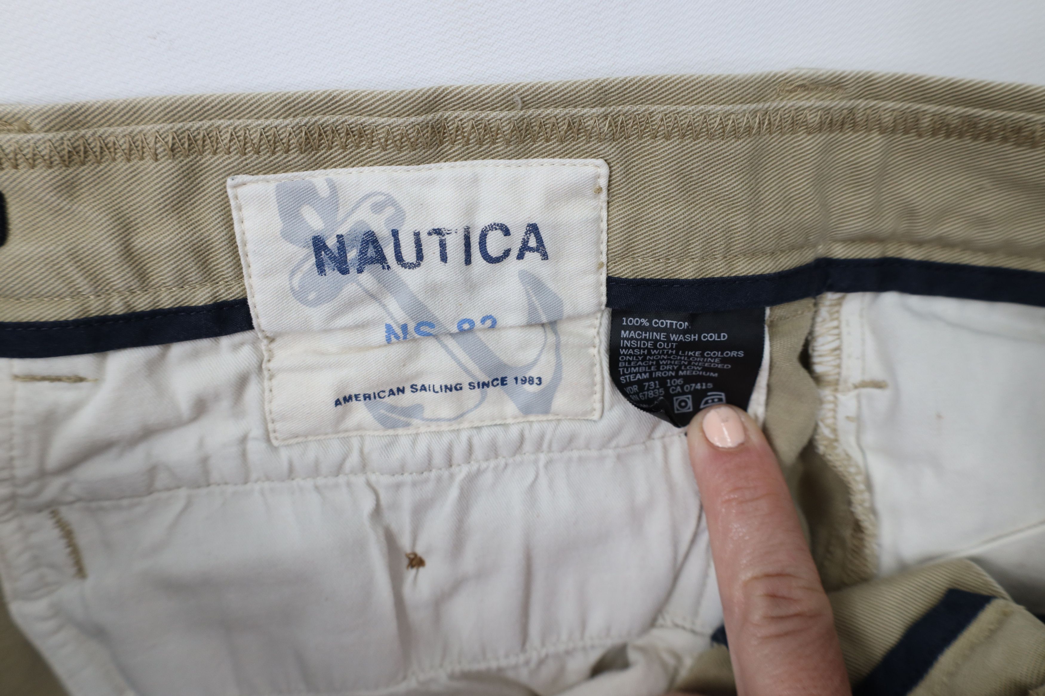 Nautica × Vintage Vintage 90s Y2K Nautica Wide Leg Chino Pants Beige Cotton Size US 36 / EU 52 - 9 Thumbnail