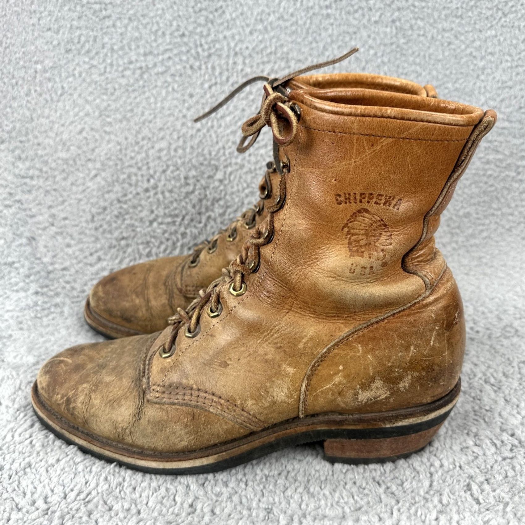 Chippewa VINTAGE Chippewa Men’s Boot Leather Brown 10 1/2 D 333S1 21006 4-97 Combat Logger Shoes/Boots Mens Size US 11 / EU 44 - 6 Thumbnail