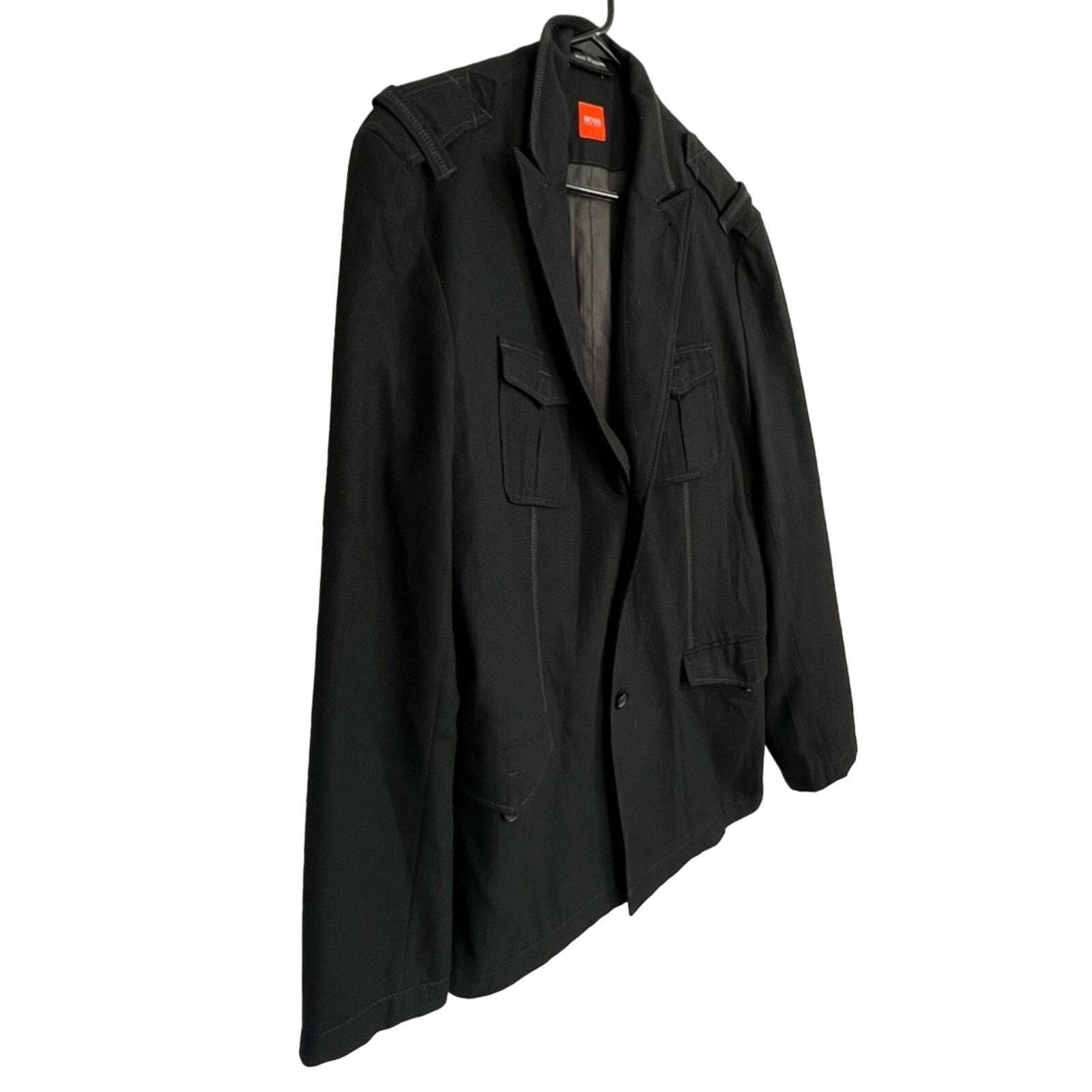 Hugo Boss 42R Hugo Boss Orange Jacket Black Wool Blend Military NICE Size 42R - 3 Thumbnail