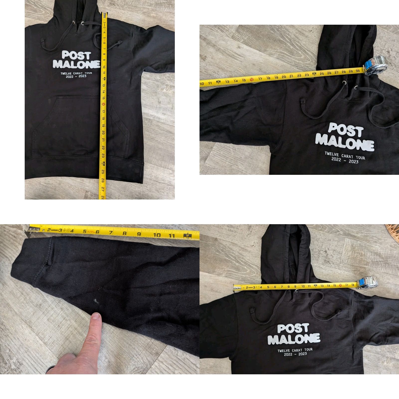 Vintage Official Post Malone Hoodie Tour 2022-23 Twelve Carat Black Men's Small Unisex Adults Hoodie Size US S / EU 44-46 / 1 - 8 Thumbnail