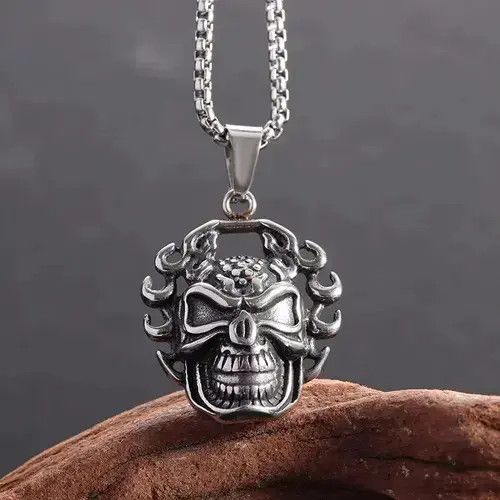Other Flame Demon Skull Pendant Necklace Size ONE SIZE - 3 Thumbnail