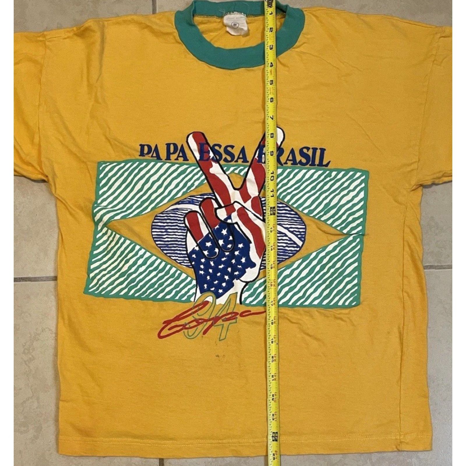 Vintage Vtg 90s Brazil Copa 1994 World Cup Peace Shirt S FIFA Soccer Hippie Flag Grunge Size US S / EU 44-46 / 1 - 7 Thumbnail