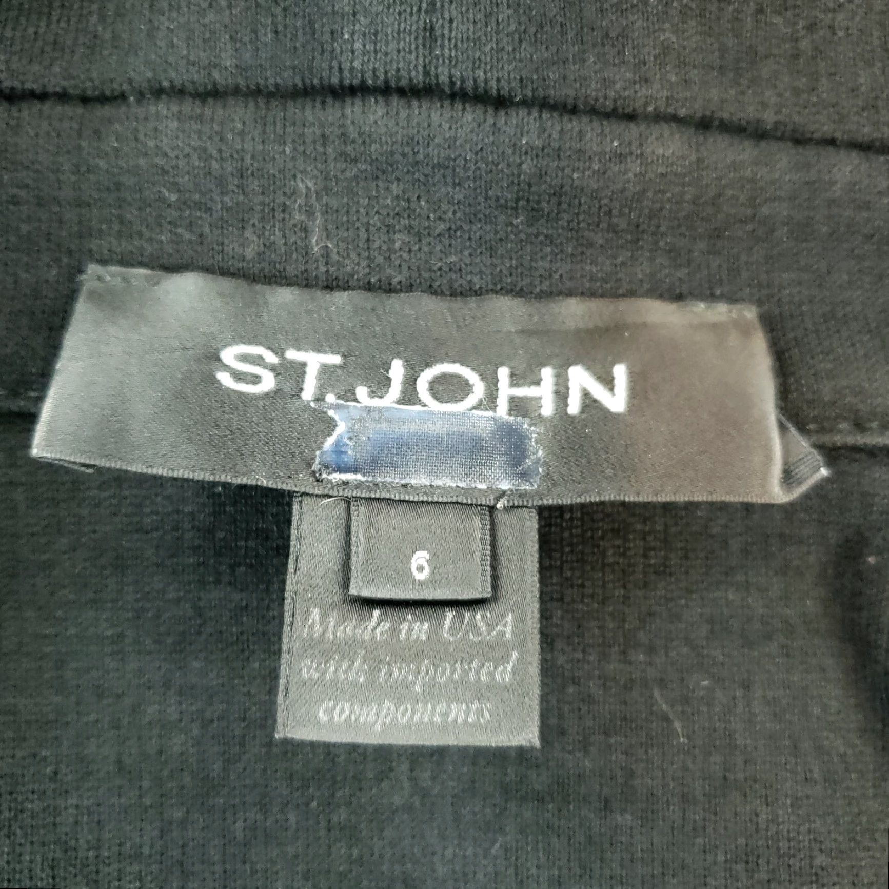 St. John St John Womens Black Wool Jacket Full Zip Shoulder Pads Casual Mid-Length Long Sleeve Classic Style Regular Fit Size 6 Size M / US 6-8 / IT 42-44 - 5 Thumbnail