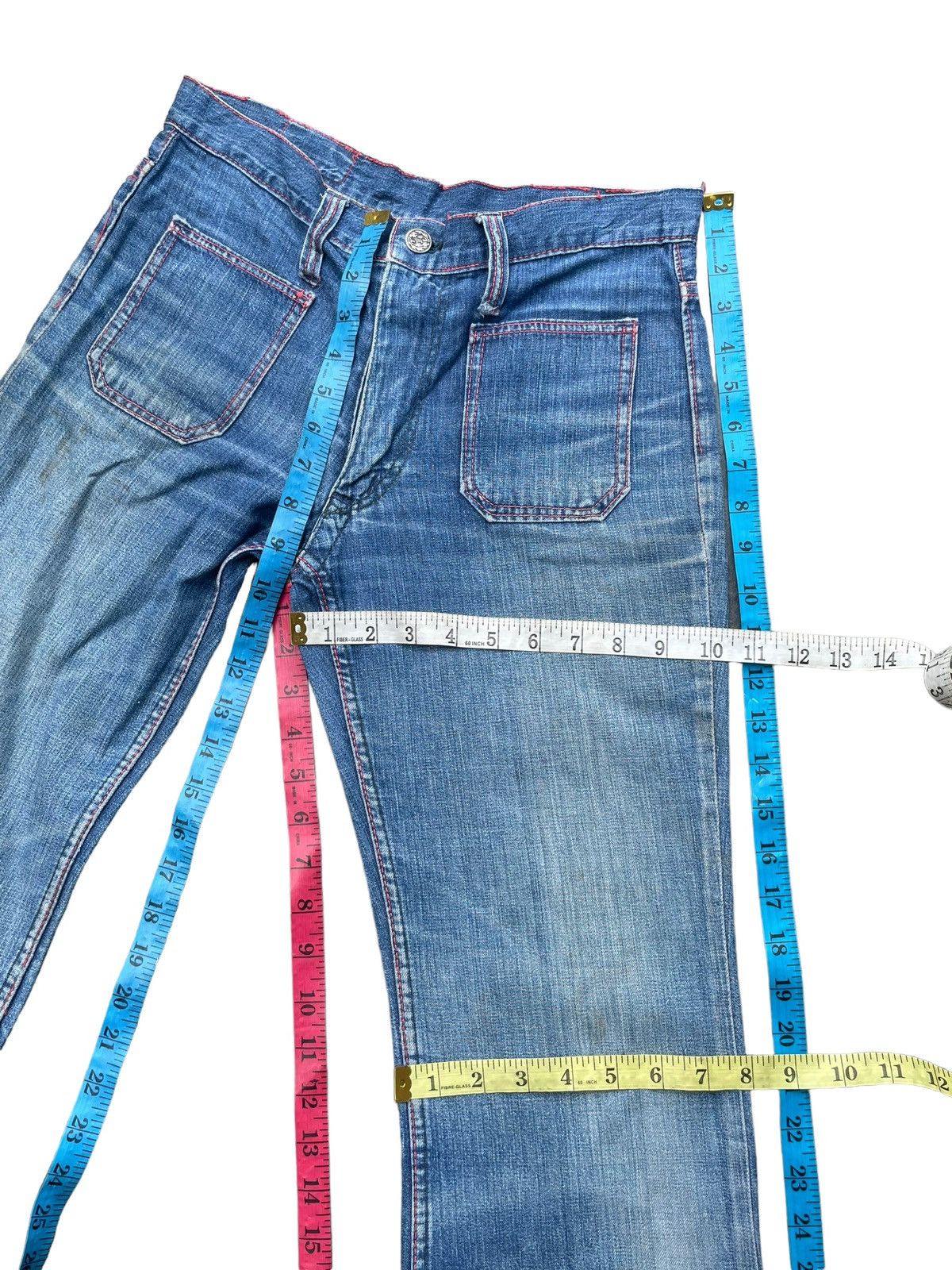 Japanese Brand Vintage Flare Jeans East Faded Denim Size 29" - 16 Thumbnail