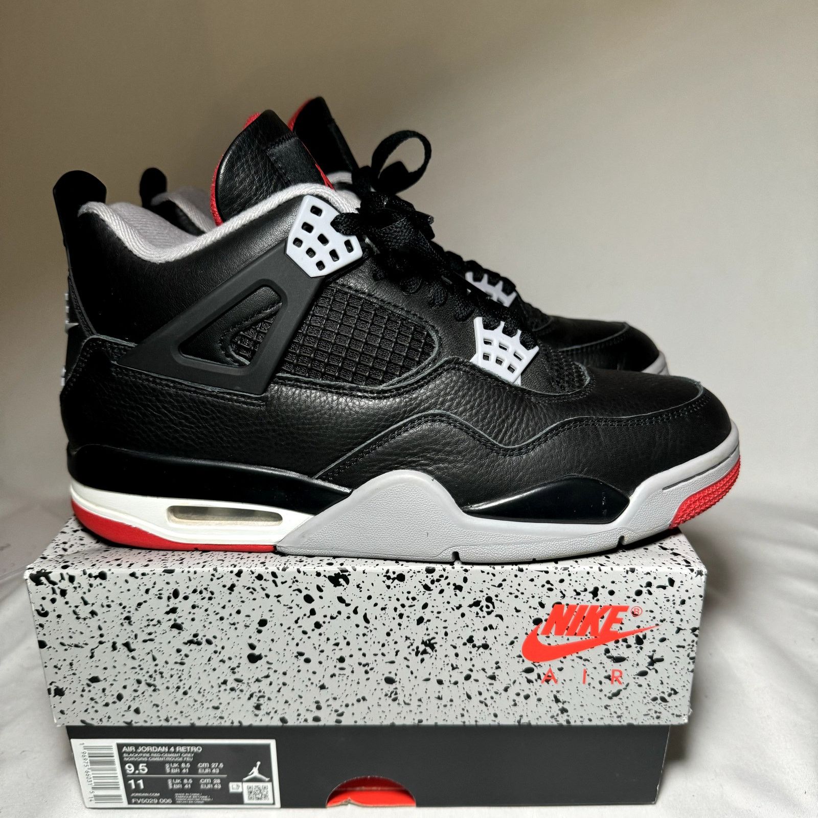 Jordan Brand × Nike Size 9.5 - Air Jordan 4 Retro Bred Reimagined Men's Shoes Size US 9.5 / EU 42-43 - 1 Thumbnail
